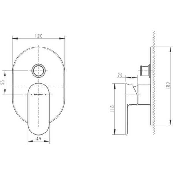 смеситель для ванны bravat gina pb865104cp-2-eng