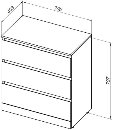 комод aquanet сканди 70 дуб крафт (3 ящика)