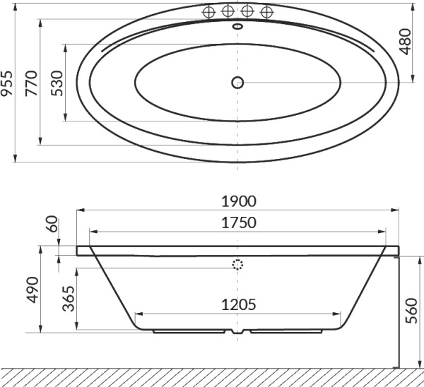 акриловая ванна excellent lumina waex.lum19.soft 190x95