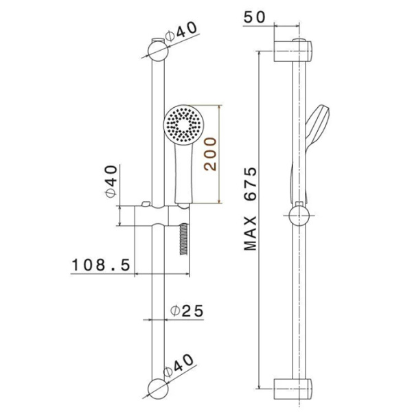 Душевой гарнитур Kerama Marazzi Piano 69356KM.21.018, с ручным душем, держателем, штангой и шлангом, цвет: хром