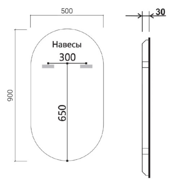 зеркало 50х90 см vincea vlm-3au900-2