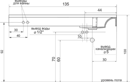раковина над стиральной машиной цвет и стиль кулибинка 135 нф-00007404 правая, белая