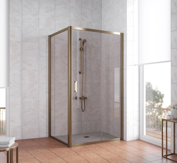 душевой уголок vegas glass zp+zpv 100*100 05 05 профиль бронза, стекло бронза