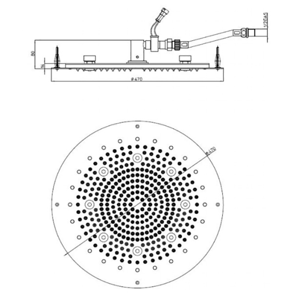 верхний душ ø 370 мм bossini dream-oki h38380.030, цвет: хром