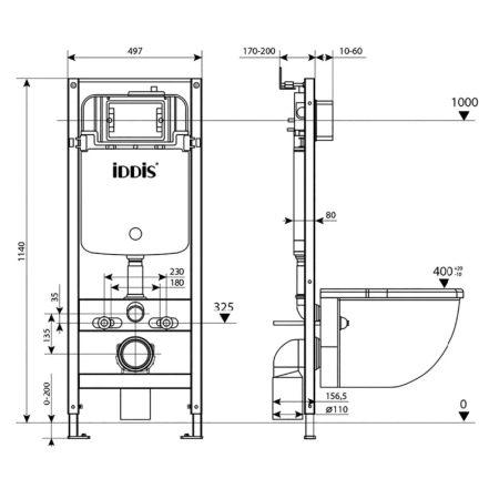 система инсталляции для унитазов iddis optima home oph00mbi32k с кнопкой смыва, черная