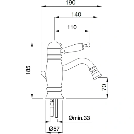 смеситель migliore oxford 19211 для биде, без донного клапана, хром состаренный