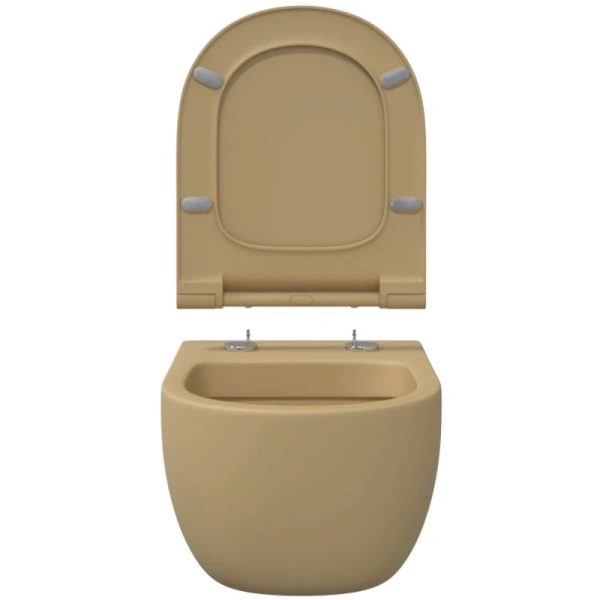 унитаз подвесной berges ego xl 083211 безободковый, с сиденьем микролифт, кашемир матовый