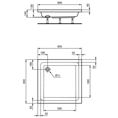 душевой поддон 80x80x13 см ideal standard k276401 hotline