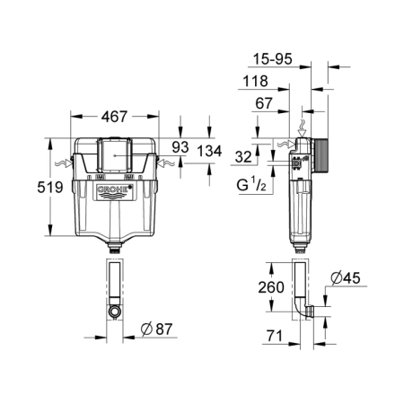 смывной бачок скрытого монтажа grohe gd 2 38661000