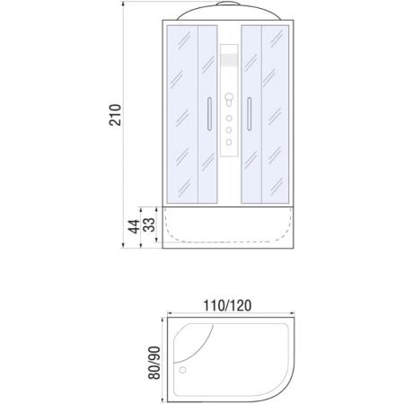 душевая кабина river dunay 120x80x46 тн l 10000000008 профиль матовый хром задняя стенка черная