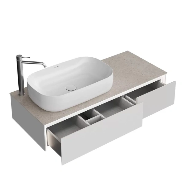 тумба под раковину kerama marazzi magica 120 подвесная, 2 ящика, утренний серый матовый ma.120.2\mgr.m