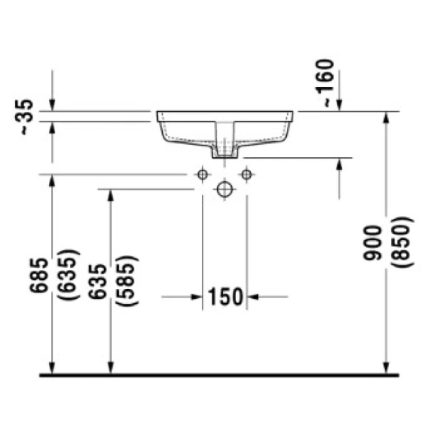 раковина полувстраиваемая duravit vero 0330430000