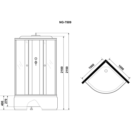 душевая кабина niagara eco 100x100 e100/40/tn без гидромассажа