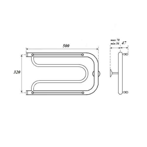 полотенцесушитель водяной point pn21335p 320x500 фокстрот с полкой цвет хром