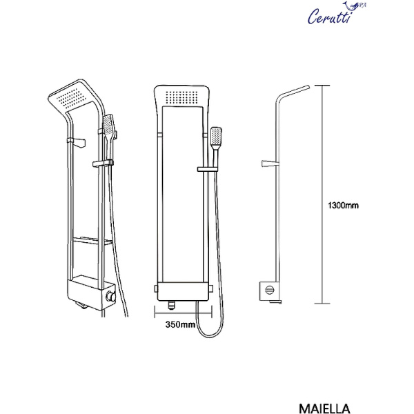 душевая панель ceruttispa maiella w ct8984 белая глянцевая