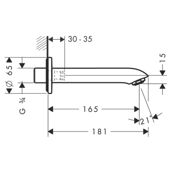 излив для ванны 165 мм hansgrohe metris 31494000