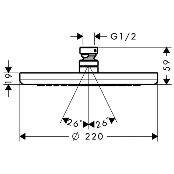 верхний душ hansgrohe croma 220 air 1jet, ½’ 26464000