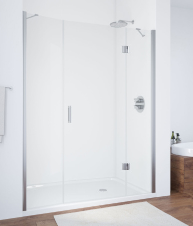 дверь для душевой кабины в нишу vegas glass afp-f 140 08 01 профиль глянцевый хром, стекло прозрачное