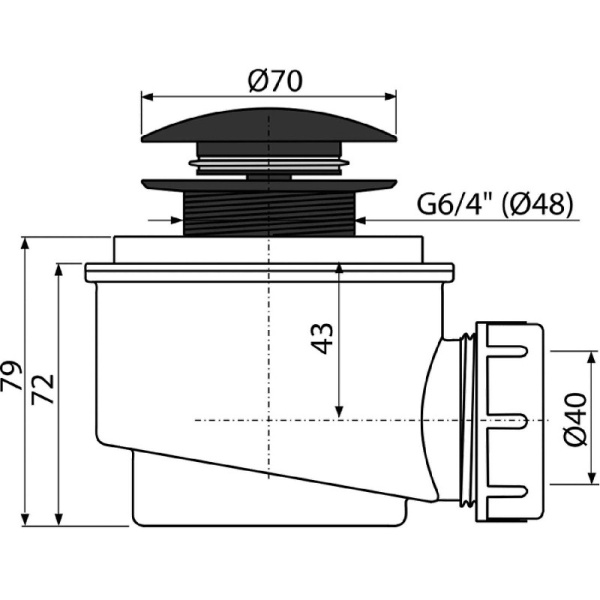 сифон для поддона alcaplast a465black-50 черный матовый