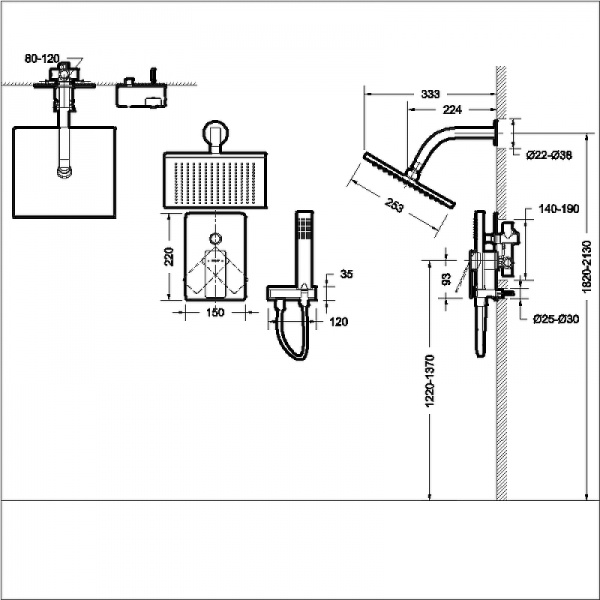 душевая система bravat phillis f856101c-b-eng хром