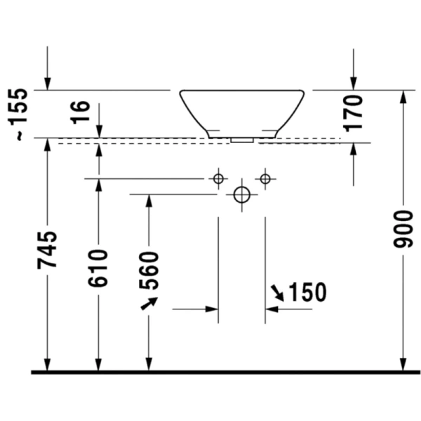 раковина накладная duravit bacino 42 см 032542 00 00