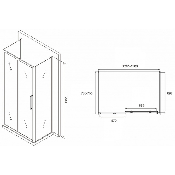 душевой уголок abber schwarzer diamant 140x75 ag30140bхh-s75b-s75b профиль черный стекло прозрачное