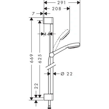 душевой набор 0,65м hansgrohe crometta 100 1jet 26652400