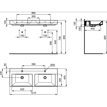 раковина 120 см ideal standard strada k079101