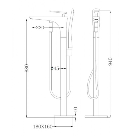 смеситель напольный для ванны abber zeitlos af8915w