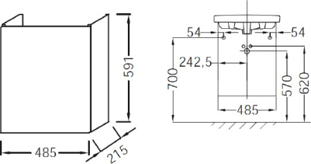 тумба под раковину jacob delafon odeon up 50 см eb863-n18 белый