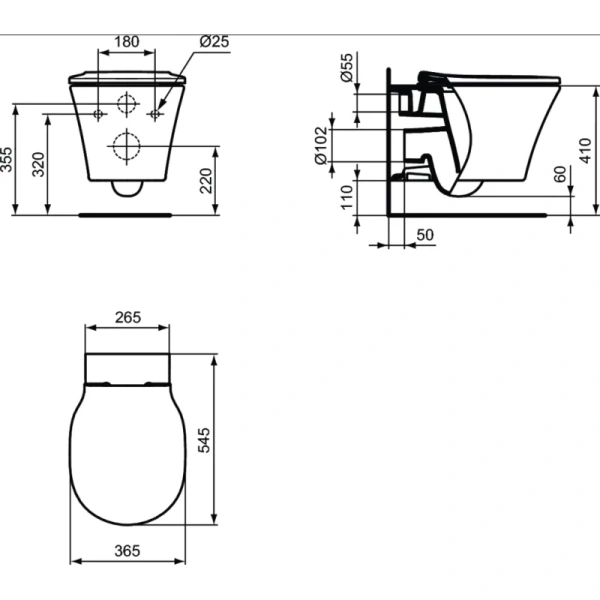 унитаз подвесной ideal standard connect air aquablade e005401