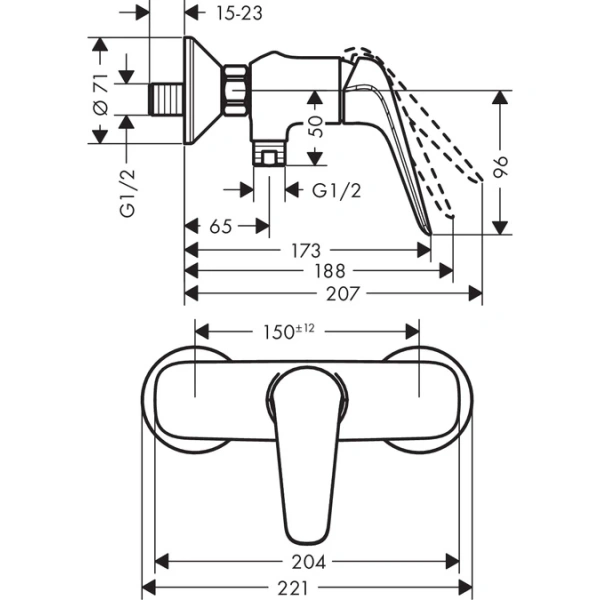 смеситель для душа hansgrohe novus 71062000