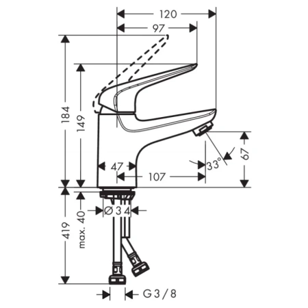 смеситель для раковины без донного клапана hansgrohe novus 71021000