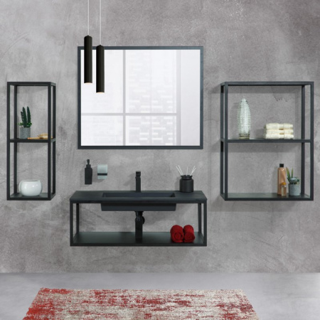 полка cezares cadro 30 cadro-30/30/160-4c-so-met-st черная матовая