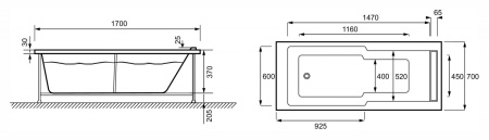 акриловая ванна jacob delafon struktura e6d306ru-00 (gm) 170х70 см,