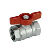 Кран шаровой, R251D, 3/4", ВВ, ручка-бабочка красная цвет хромированный
