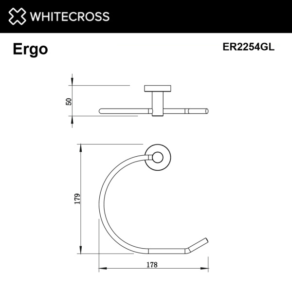 Полотенцедержатель 17.9 см Whitecross Ergo ER2254GL кольцо, золото