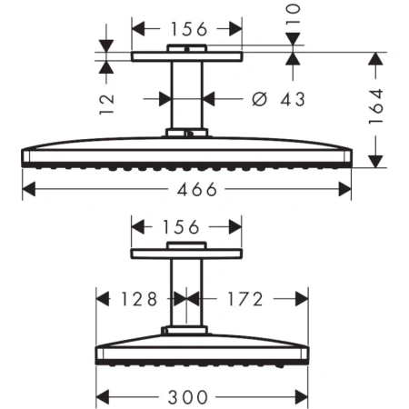 верхний душ 466x300 мм axor showersolutions 35279000