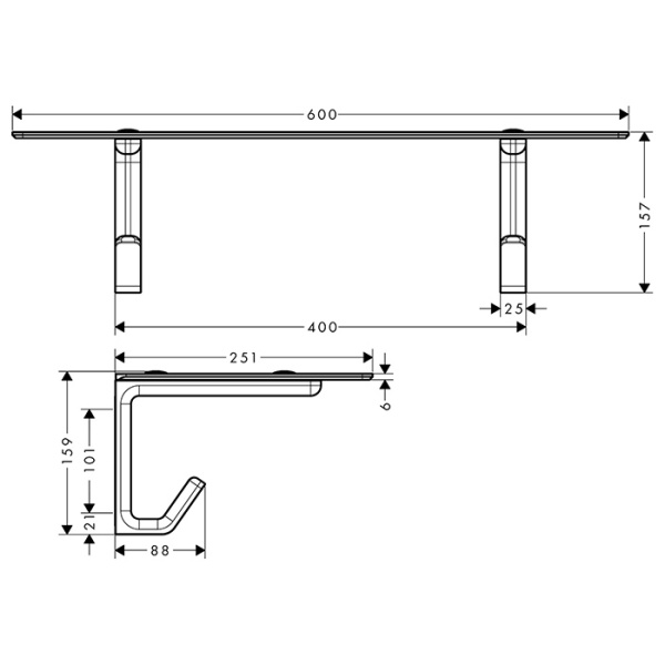 Полка стеклянная 60 см Axor Universal 42842000