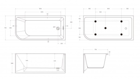 ванна акриловая угловая belbagno bb712-1500-730-r