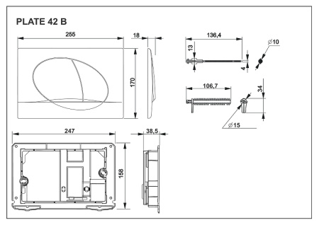 клавиша смыва roca active 42b 8901140b0 цвет белый