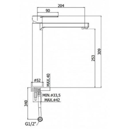 смеситель paffoni ringo rin081cr для раковины, без донного клапана, высокий, излив 20.4 см, хром глянцевый