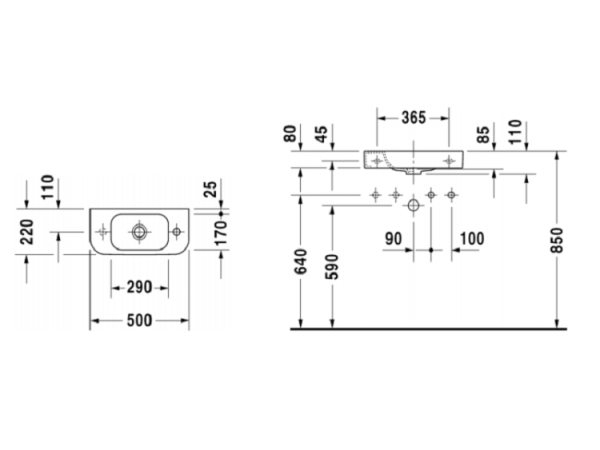 раковина подвесная 50 см duravit happy d.2 07115000091