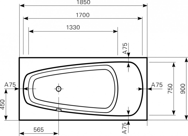 акриловая ванна mauersberger scinosa 1018500290 185х90 см, цвет белый матовый