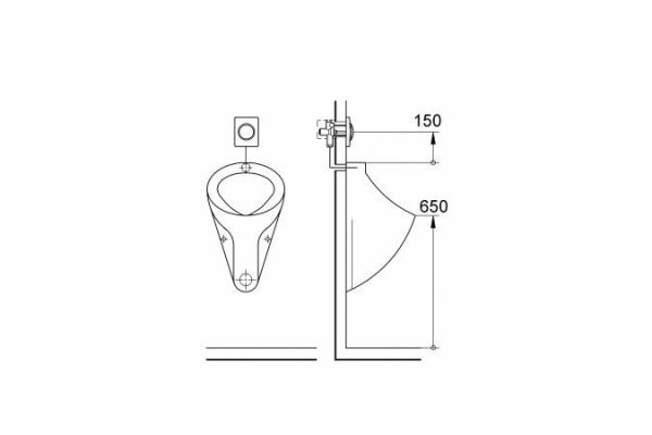 кнопка для инсталляции grohe skate 38595000 для писсуара, 1 режим смыва, цвет хром