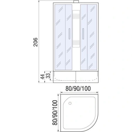 душевая кабина river nara 90x90x46 мт б/к 10000002331 профиль матовый хром задняя стенка белая