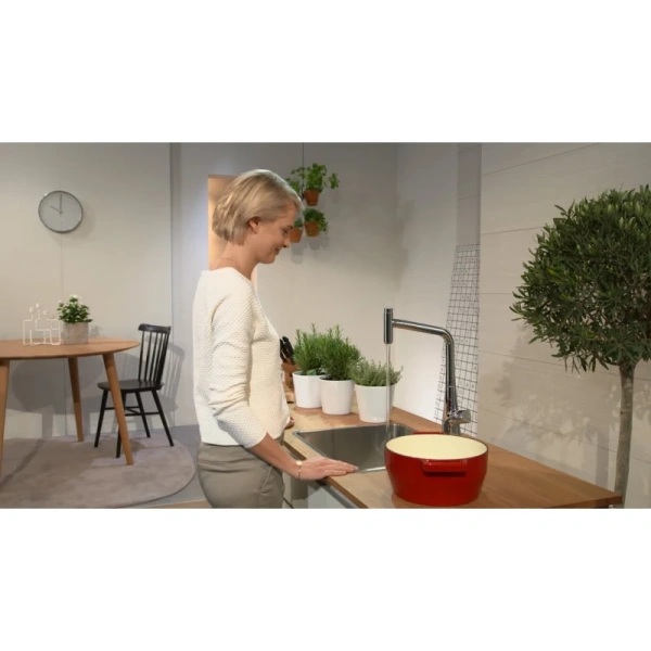 смеситель для кухни 320 с выдвижным изливом hansgrohe metris select m71 14884000, хром