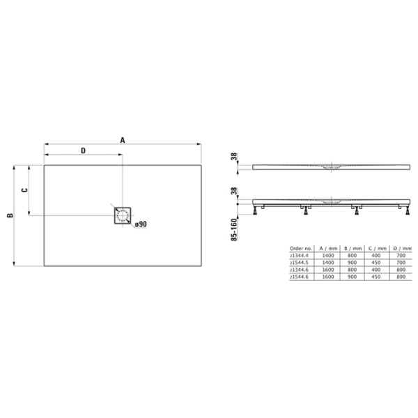 laufen laufen solutions душевой поддон 140x80см., ультратонкий, прямоугольный, marbond®, цвет: белый матовый