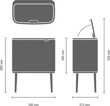 мусорное ведро brabantia bo touch bin 304583 36 л, шампань