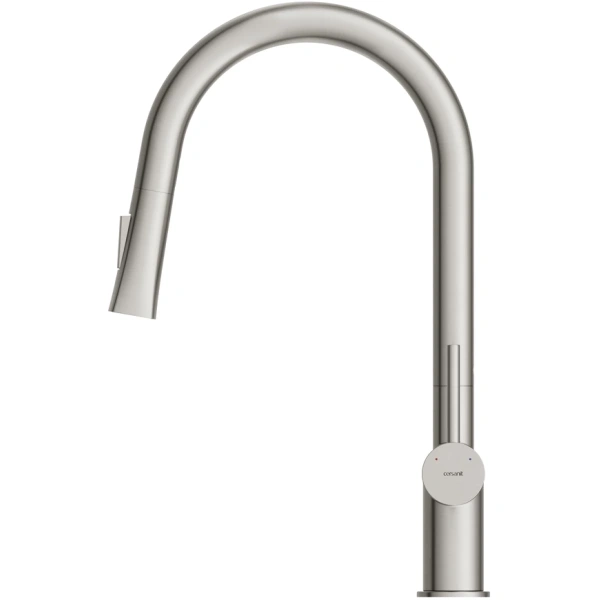 смеситель для кухни cersanit melar a68229 с выдвижным изливом, сатин